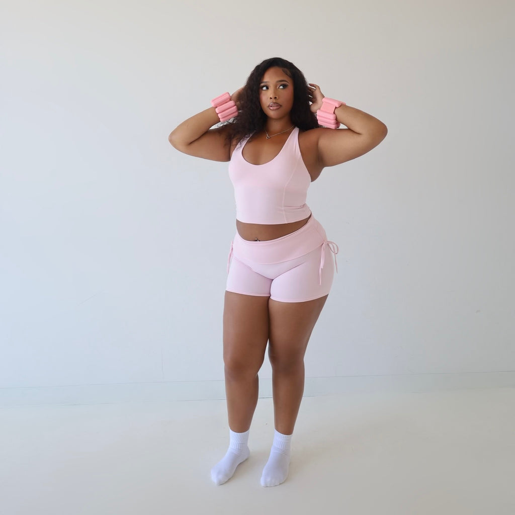 Soft Serve Foldover Ruched Short (Strawberry Milk)